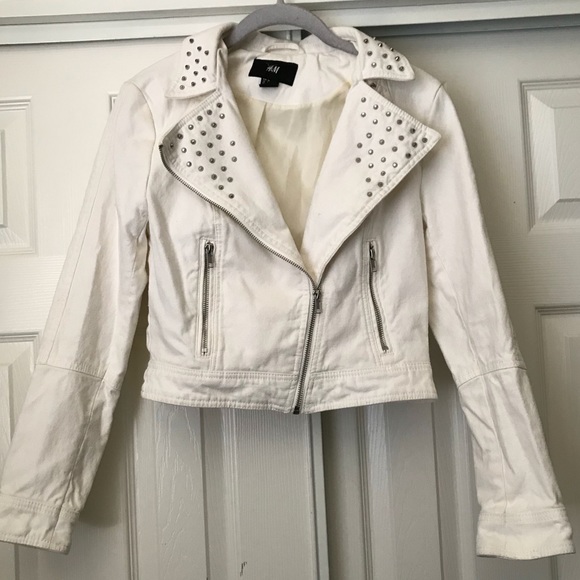 white denim biker jacket